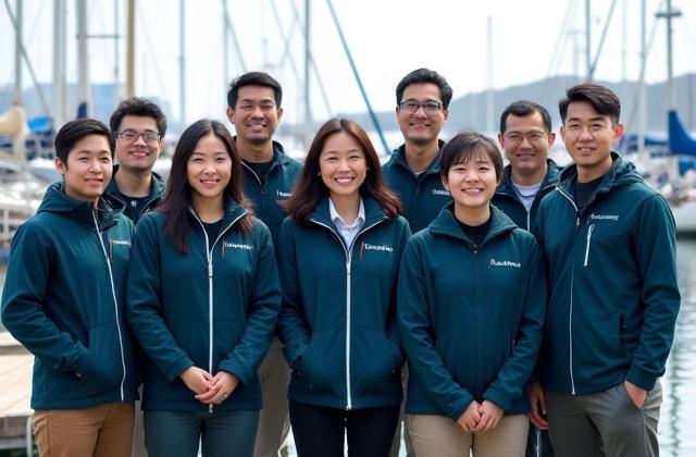 Ferdilvanostのチームメンバーが横須賀マリーナで笑顔で立っている写真